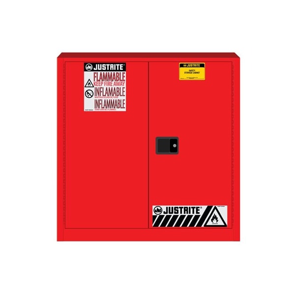 30 gal, 1 Shelves, 18-Gauge Steel, 36 in W x 35 in H x 24 in D, Red